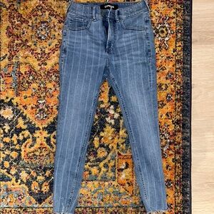 Express Blue Skinny Jeans with Pinstripes